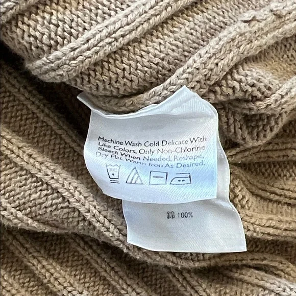 Eddie Bauer Ribbed Cable Knit Crewneck Beige Sweater Mens Size Small - Picture 9 of 13